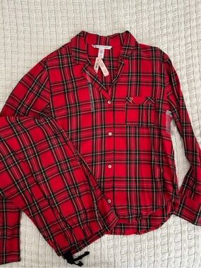 Victoria's Secret Red and Green Plaid Pajama Top